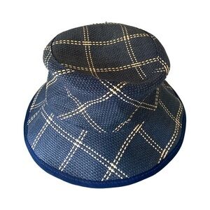 August  Cloche Hat - OSFM blue /tan , paper